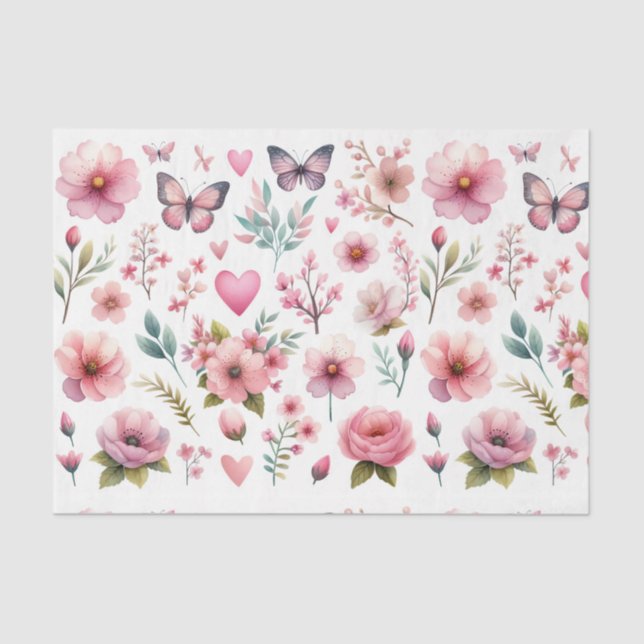 Elegant Pink Floral tissue paper (Front)