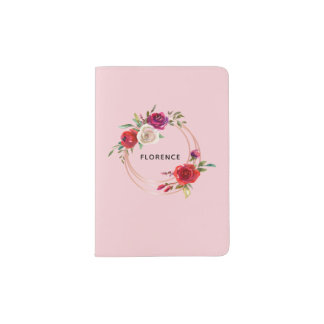 Elegant Pink Floral Travel Passport Holder