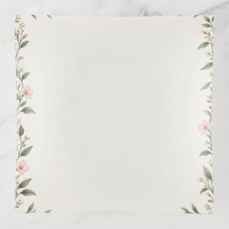 Elegant Pink Floral Trinket Tray | Botanical Jewel