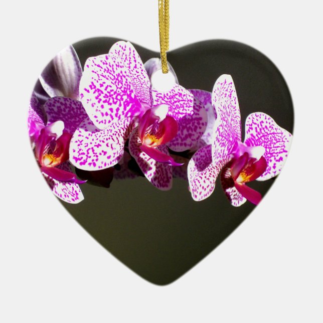Elegant pink floral tropical pink orchids ceramic ornament (Front)