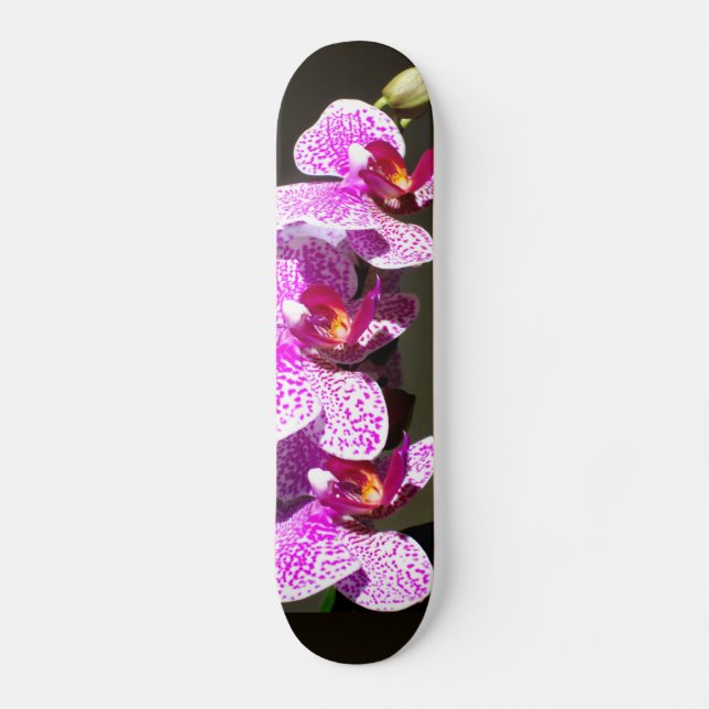 Elegant pink floral tropical pink orchids skateboard deck (Front)