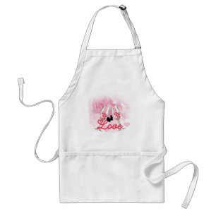 Elegant Pink Floral Valentine's Day Adult Apron