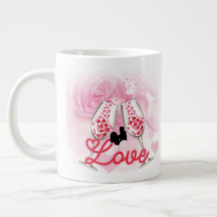 Elegant Pink Floral Valentine's Day Giant Coffee Mug