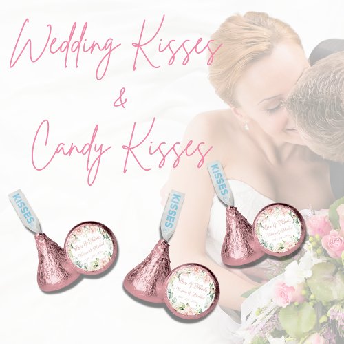 Elegant Pink Floral Watercolor Bridal Shower Hersheys Kisses