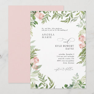 Elegant Pink Floral Watercolor Eucalyptus Parents Invitation