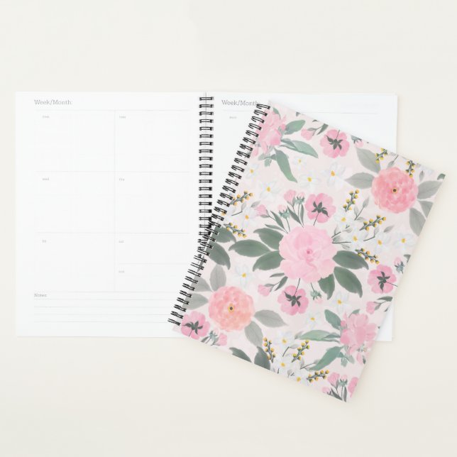 Elegant Pink Floral Watercolor Painting Planner (Display)