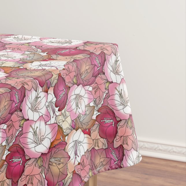 Elegant Pink Floral Watercolor Pattern Rectangle Tablecloth (In Situ)