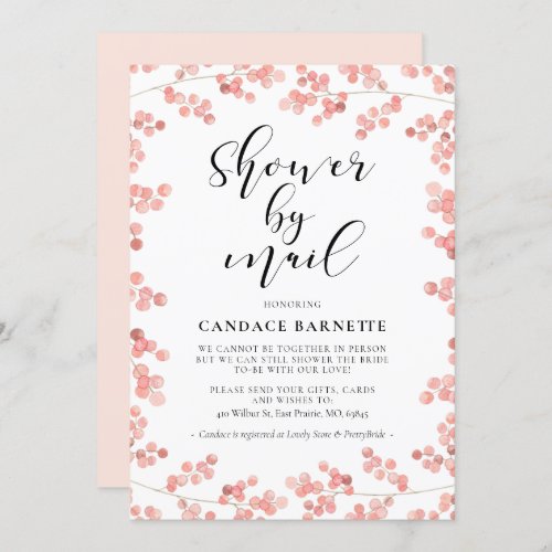 Elegant pink floral watercolor Shower by mail Invitation