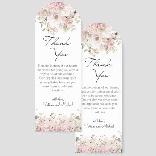 Elegant Pink Floral Watercolor Wedding Thank You Bookmarks