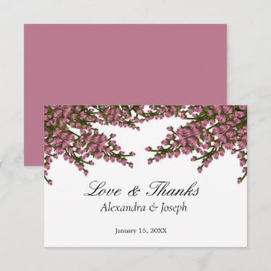 Elegant Pink Floral Watercolor Wedding  Thank You Card