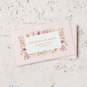 Elegant Pink Floral Wedding Florist Business Card