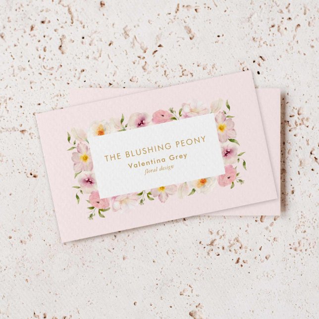 Elegant Pink Floral Wedding Florist Business Card (Blush Floral Florist Business Card)