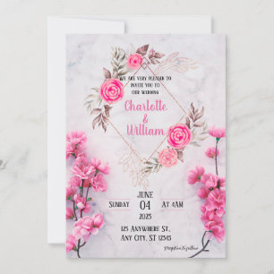 Elegant Pink Floral Wedding Invitation