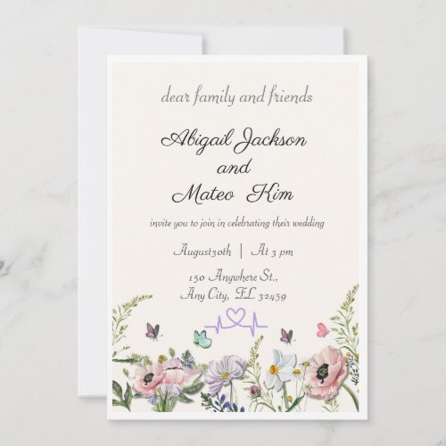 Elegant Pink Floral Wedding Invitation