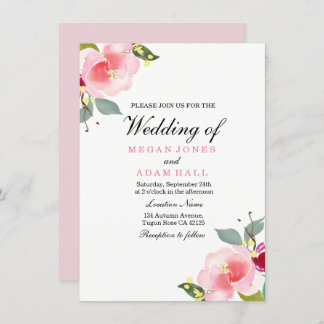 Elegant Pink Floral Wedding Invitation