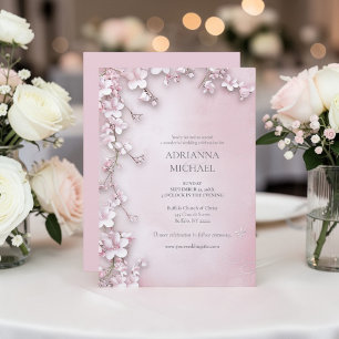 Elegant Pink Floral Wedding Invitation