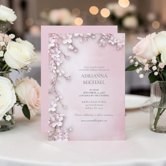 Elegant Pink Floral Wedding Invitation