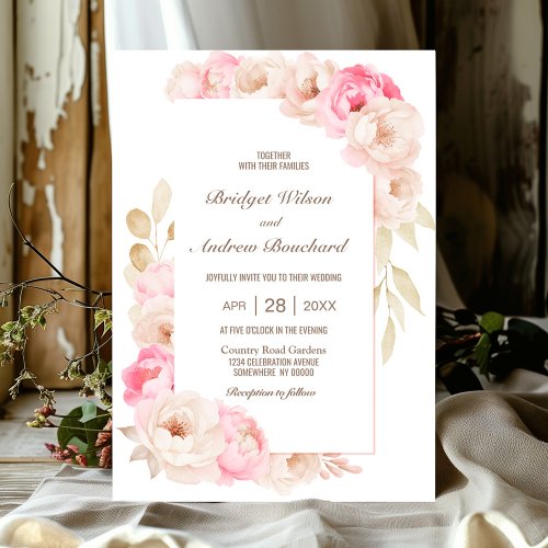 Elegant Pink Floral Wedding Invitation