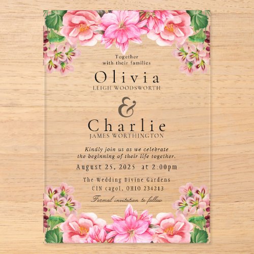 Elegant Pink Floral Wedding Invitation