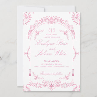 Elegant Pink Floral Wedding Invitation
