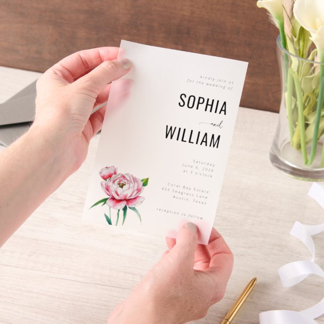 Elegant Pink Floral Wedding Invitation (Handheld)