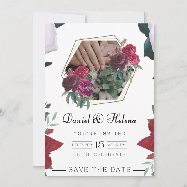 Elegant Pink Floral Wedding Invitation Custom Card (Front)