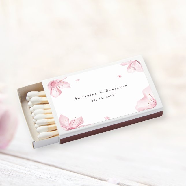 Elegant Pink Floral Wedding Matchboxes (Creator Uploaded)