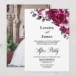 Elegant Pink Floral Wedding Reception Invitation