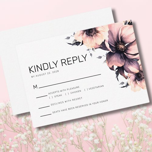 Elegant Pink Floral Wedding Reply RSVP Enclosure Card
