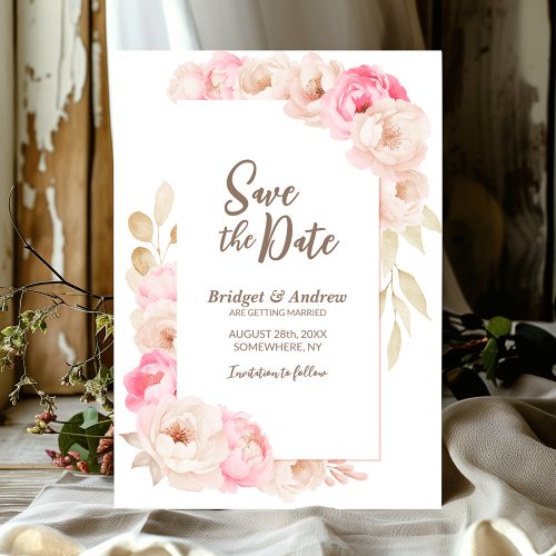Elegant Pink Floral Wedding Save The Date