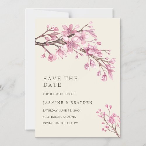 Elegant Pink Floral Wedding Save the Date Magnetic Invitation