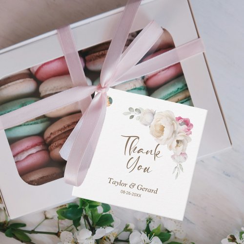 Elegant Pink Floral Wedding Thank You Favor Tags