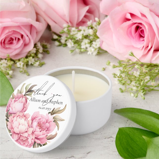 Elegant Pink Floral Wedding Thank You Mini Candle Favors (Insitu (Wedding))