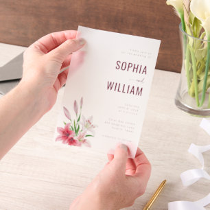 Elegant Pink Floral Wedding Vellum Invitations
