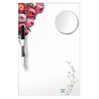 Elegant Pink Floral Wedding Welcome Sign  Dry Erase Board With Mirror