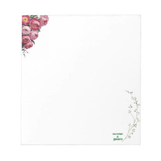 Elegant Pink Floral Wedding Welcome Sign  Notepad