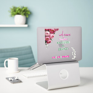 Elegant Pink Floral Wedding Welcome Sign Sticker