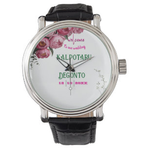 Elegant Pink Floral Wedding Welcome Sign Watch