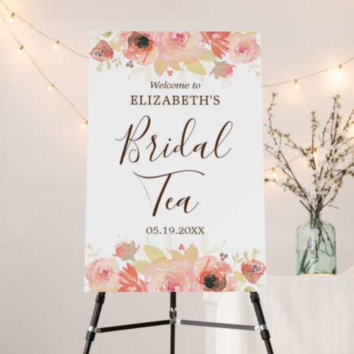 Elegant Pink Floral Welcome Bridal Tea Sign
