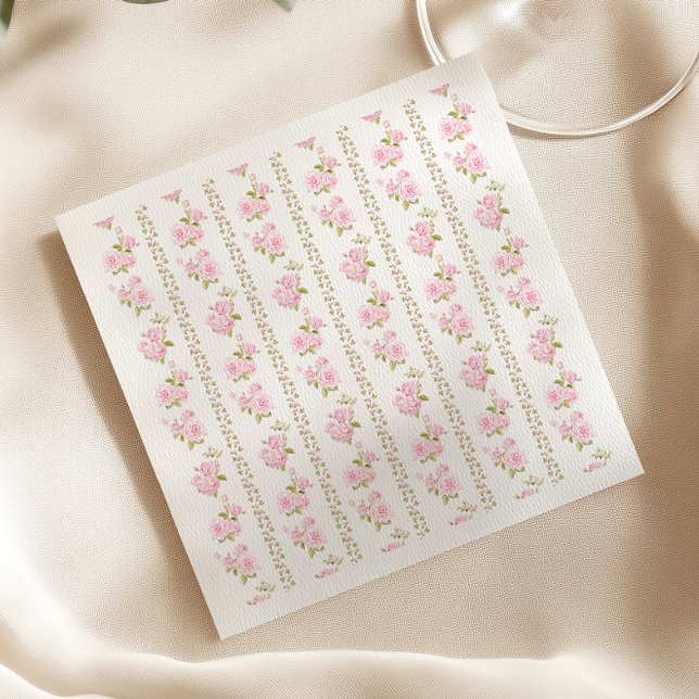 Elegant Pink Floral White Napkins (Creator Uploaded)