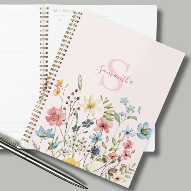 Elegant Pink Floral Wildflower Personalized  Planner (Creator Uploaded)