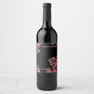 Elegant pink floral wine label