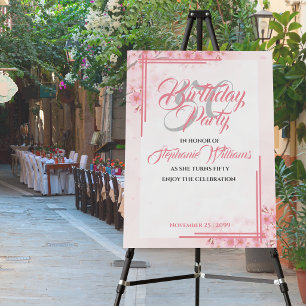 Elegant Pink Floral Women's 50th Birthday Foam Board