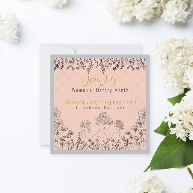 Elegant Pink Floral Womens History Month Luncheon  Invitation (Creator Uploaded)