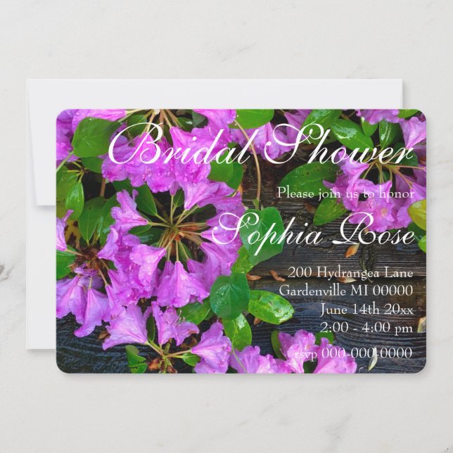 Elegant pink florals pink azaleas pink flowers invitation (Front)