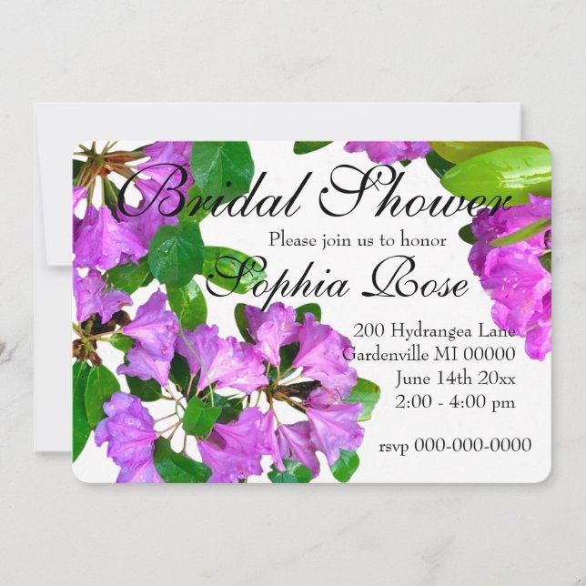 Elegant pink florals pink azaleas pink flowers invitation (Front)