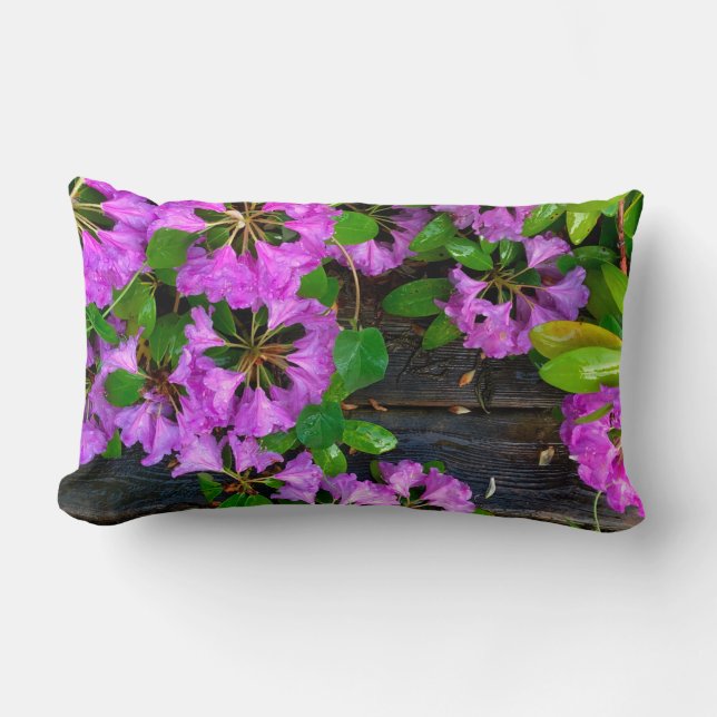 Elegant pink florals pink azaleas pink flowers lumbar pillow (Front)