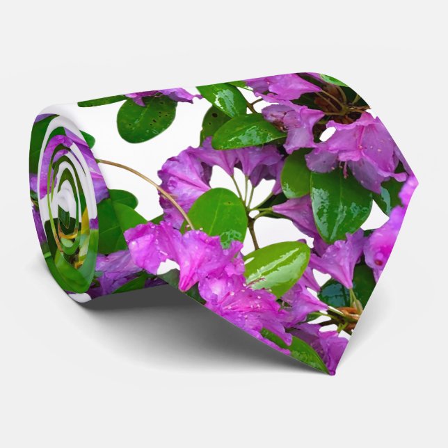 Elegant pink florals pink azaleas pink flowers neck tie (Rolled)