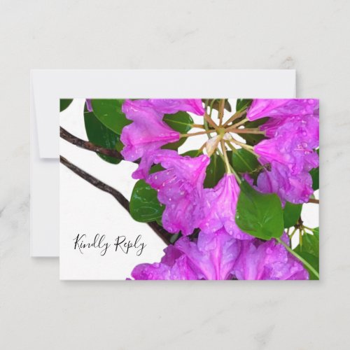 Elegant pink florals pink azaleas pink flowers RSVP card