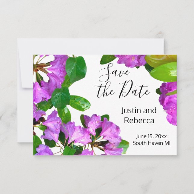 Elegant pink florals pink azaleas pink flowers save the date (Front)